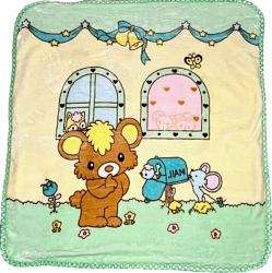 Плед детский 100*100 меховой, зеленый