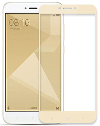 Противоударное стекло NONAME для XIAOMI Redmi 4X глянцевое, золотое, в техпаке