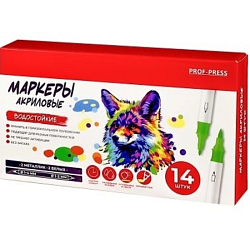 Акриловые маркеры двуст., набор 14 шт, 2 белых цв., 2 металлик цв.,МП-4860/РК