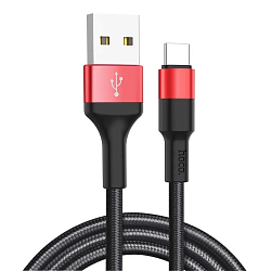 Кабель USB <--> Lightning  1.0м HOCO X26 Xpress переплёте, красный