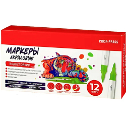 Акриловые маркеры двуст., набор 12 шт, 1 белый цв., 2 металлик цв.МП-4859/РК