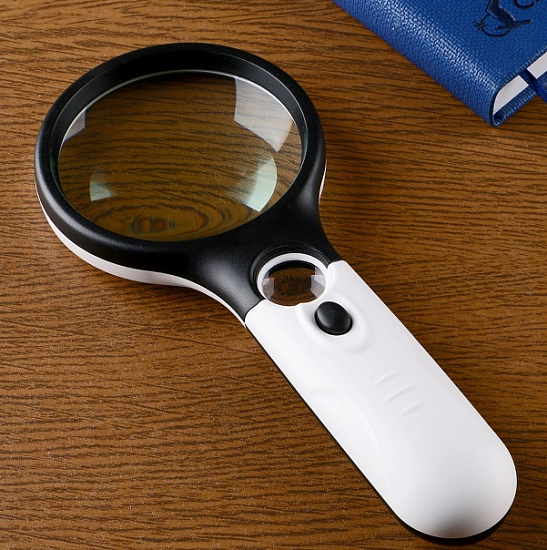 Лупа 5х, 3х, d=7см, с подсветкой 2294432