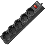 Сетевой фильтр  3.0м DEFENDER ES largo, черный, 5 розеток