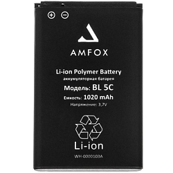 АКБ EURO AMFOX для Nokia (BL-5C) 100/105/1208/1600/1650/2300/3120/6670 (1020mAh)
