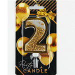 Свеча для торта, цифра с шейкером «2» , 9,5 х 4 см 10103208