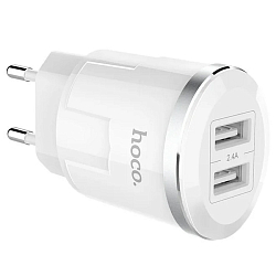 Сетевое ЗУ 2USB 2.4A HOCO C38A, Thunder, белый