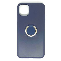 Задняя накладка ZIBELINO Soft Case для iPhone 11 Pro Max (темно-синий) с кольцом