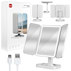 Зеркало для макияжа с подсветкой ML-02 ISA белое