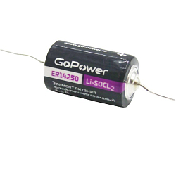 Элемент питания GoPower ER14250 1/2AA PC1 Li-SOCl2 3.6V с выводами (1/10/500)