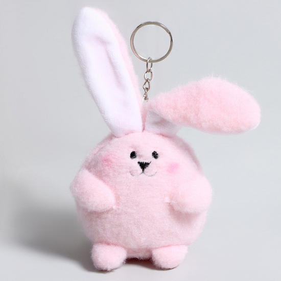 Мягкая игрушка "Зайка" на брелоке, 8 см, цвет розовый   10091817