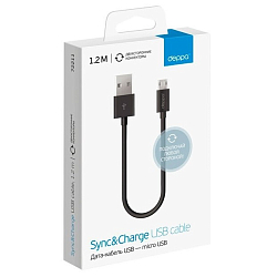 Кабель USB <--> microUSB  1.2м DEPPA чёрный (72211)