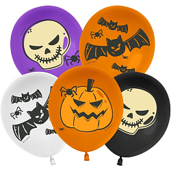 Шар латексный 12" «Хэллоуин. Страшилки», пастель, 2-сторонний, набор 25 шт., МИКС