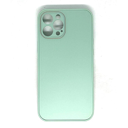 Задняя накладка AKSS для iPhone 12 Pro Max (6.7), бирюзовый, "бархатное стекло"