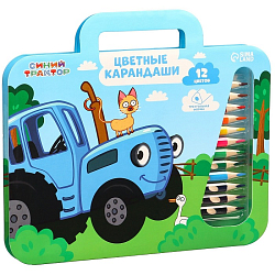 Цветные карандаши, 12 цветов, трехгранные, Синий трактор 9559129