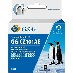 Картридж струйный G&G GG-CZ101AE 650 черный (18мл) для HP DeskJet 1010/1015/1515/1516