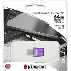 USB 64Gb Kingston DataTraveler microDuo 3C (USB 3.0/3.2 + Type C)