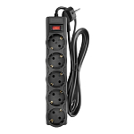 Сетевой фильтр  1.8м CBR CSF 2505-1.8 Black PC, черный, 5 евророзеток