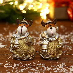 Ёлочное украшение "Олень в шарфе блеск" 4,5х7,5 см, микс   6961502