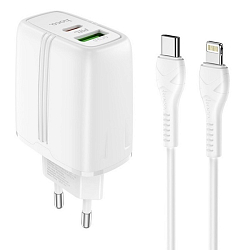 Сетевое ЗУ 1USB/1Type-C 3.0A HOCO N5 PD 20W+QC3.0, белый
