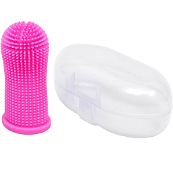 Щётка для чистки зубов животных, 5,5 х 2,5 см, розовая, контейнер 7 х 4 см   9828817