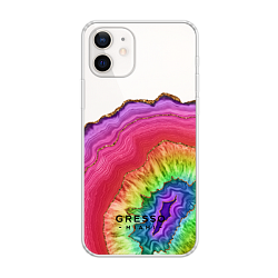 Задняя накладка GRESSO для iPhone 12. Коллекция "Drama Queen". Модель "Rainbow Agate"