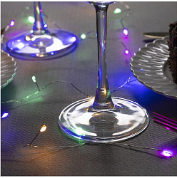 Гирлянда «Мишура» 1 м роса, IP20, серебристая нить, 20 LED, батарейки CR2032×2 (в комплекте), свечение мульти