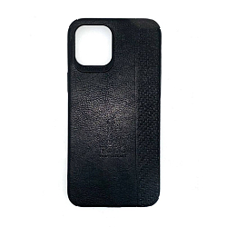 Задняя накладка NONAME для iPhone 12 Pro Max под кожу рифленный, чёрный