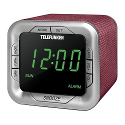 Часы настольные TELEFUNKEN TF-1505 бордо с зеленым (радиоприемник)