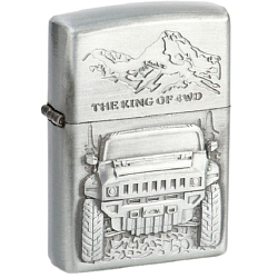 Зажигалка бензиновая "Джип", в подарочной коробке, серебристая 259909