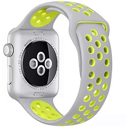 Силиконовый ремешoк NONAME для Apple Watch 38/40/41 mm,серый-желтый, с перфорацией