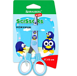 Ножницы BRAUBERG KIDS 130 мм "Пингвины", голубые