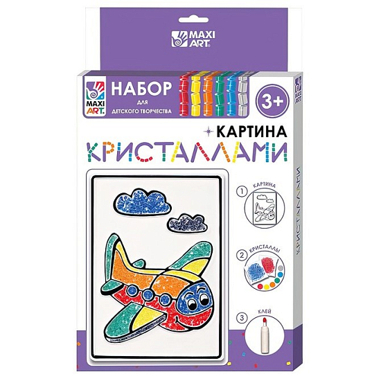 Картина кристаллами «Самолётик», 12 × 18 см