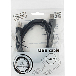 Кабель USB <--> USB 1.8м Cablexpert CCP-USB2-AMAM-6 экран, черный, пакет