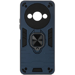 Задняя накладка DF для Xiaomi Redmi A3/A3x/Poco C61 dark blue, DF xiArmor-10, с кольцом и пластиной для магнитного держателя