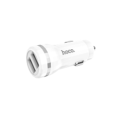 Авто ЗУ 2USB 2.4A HOCO Z27, Staunch Lightning белый