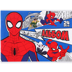 Альбом для рисования А4, 24 листа 100 г/м², на скрепке, Человек-паук 9431545