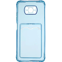 Задняя накладка ZIBELINO Silicone Card Holder Case для Xiaomi Poco X3 (голубой) защита камеры