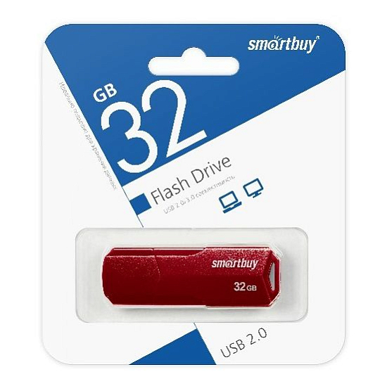 USB 32Gb SMARTBUY Clue бордовый