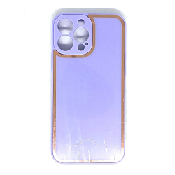 Задняя накладка AKSS для iPhone 13 Pro Max, светло-фиолетовый, имитация стекла с защитой камеры