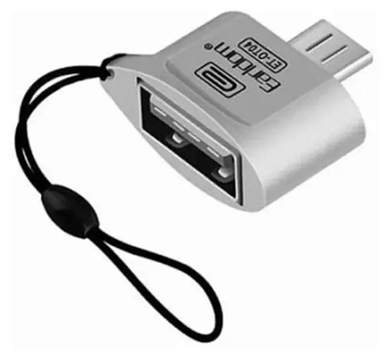 Переходник OTG microUSB EARLDOM ET-OT04 плоский, серебро