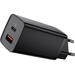 Сетевое ЗУ 1USB/1Type-C BASEUS Gan Lite черный, 65W (CCGAN2L-B01)