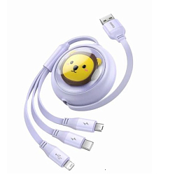 Кабель USB/Type-C <--> Lightning/Type-C/microUSB  1.1м BASEUS CB000063 Leo, фиолетовый