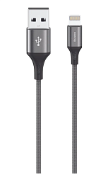 Кабель USB <--> Lightning  1.2м OLMIO BASIC текстильная оплетка, серый