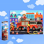 Пазл в тубусе «Пожарные», 96 деталей