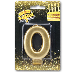 Свеча-цифра "0" Золото 8см 1502-2833