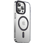 Задняя накладка KEEPHONE DAZZLE PRO MAGSAFE для iPhone 14 (черный ободок, прозрачный матовый)