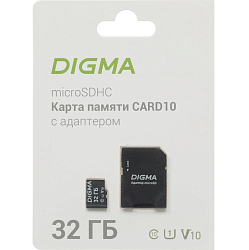 Micro SD 32Gb Digma CARD10  Class10 + адаптер SD