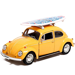 Машина металлическая VOLKSWAGEN BEETLE 1967, 1:32, открываются двери, инерция, цвет жёлтый 9170918