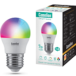 Умная светодиодная лампа CAMELION Smart Home LSH7/G45 7W Е27 RGB+DIM+CW WiFi