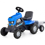 Каталка-трактор с педалями "Turbo" (синяя) с полуприцепом 84637